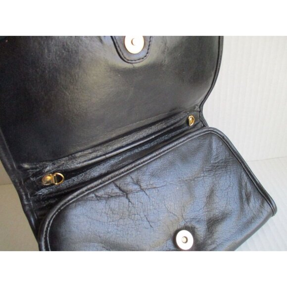 *Clemente Black 2-Way Clutch Retile Patch Accents Envelope Foldover - Picture 3 of 5